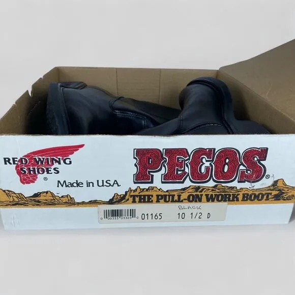 EUC Red Wing Vintage 1165 Pecos Black Work Boots Made in USA in 94 Men's Sz 10.5