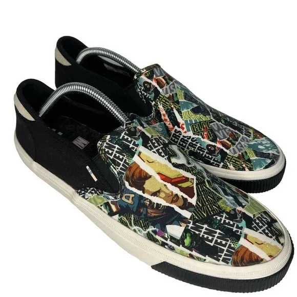EUC TOMS X Marvel Baja Slip On Limited Edition Avengers Shoes Men's Size 10.5