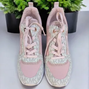 EUC Womens Shoes Michael Kors Crista Trainer Tech Canvas Soft Pink Sneaker Sz 7