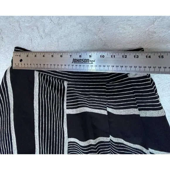 Eva Franco Women's Nautical Striped Asymmetric Midi Skirt Size 10 Black/Gray New