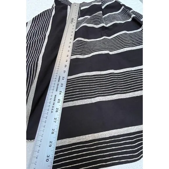 Eva Franco Women's Nautical Striped Asymmetric Midi Skirt Size 10 Black/Gray New