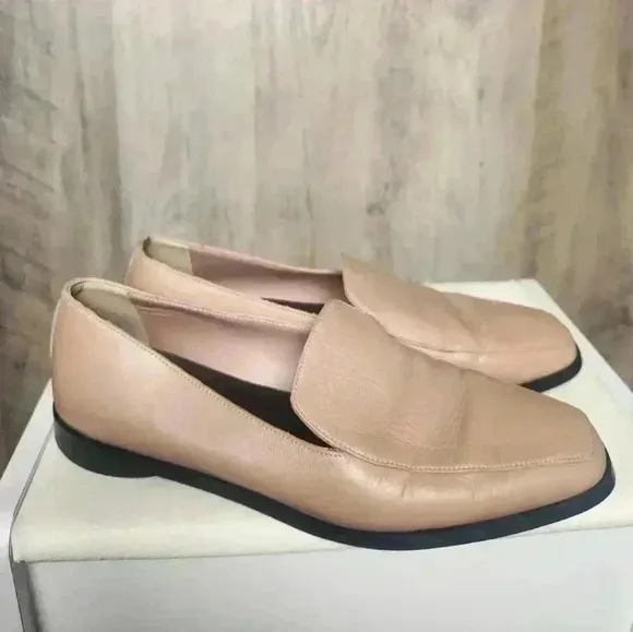 Everlane 90s Loafer Square Toe Blush Women's 7 Slip on Leather Flat Shoes