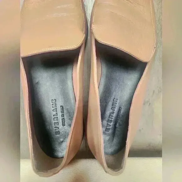 Everlane 90s Loafer Square Toe Blush Women's 7 Slip on Leather Flat Shoes