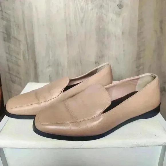 Everlane 90s Loafer Square Toe Blush Women's 7 Slip on Leather Flat Shoes