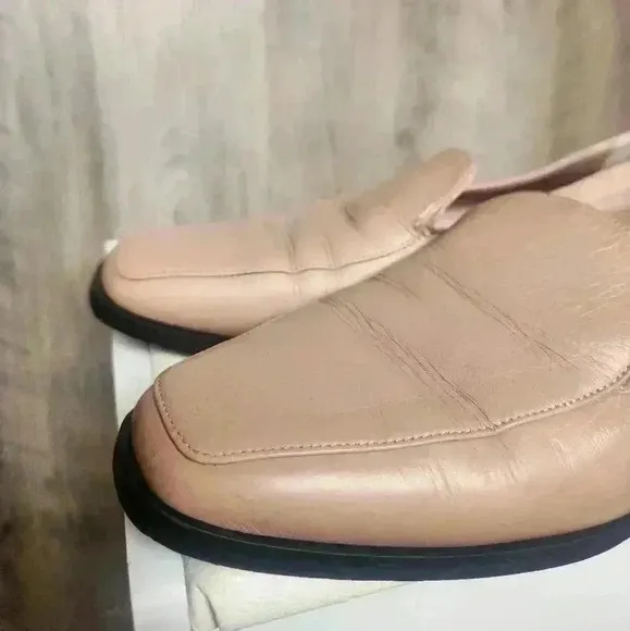 Everlane 90s Loafer Square Toe Blush Women's 7 Slip on Leather Flat Shoes
