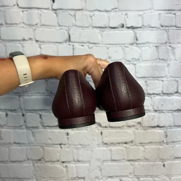 Everlane burgundy pebbled leather pointy toe the boss flat loafers size 11 New
