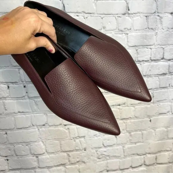 Everlane burgundy pebbled leather pointy toe the boss flat loafers size 11 New