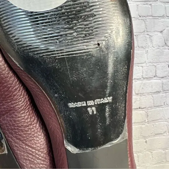 Everlane burgundy pebbled leather pointy toe the boss flat loafers size 11 New