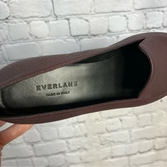 Everlane burgundy pebbled leather pointy toe the boss flat loafers size 11 New
