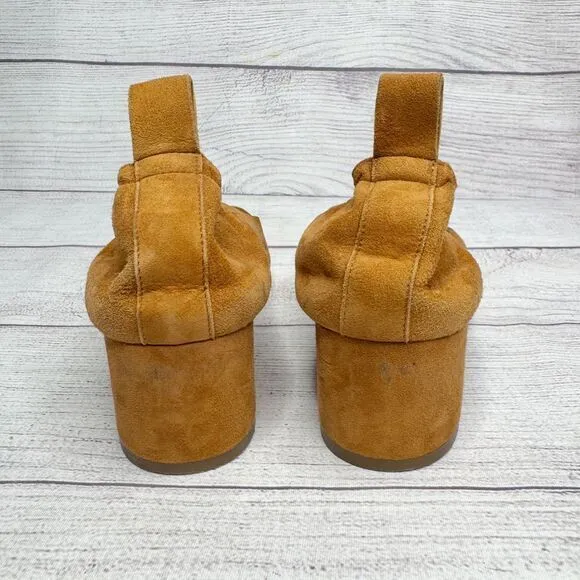 EVERLANE Camel Suede Block Heel Pumps size 7 Elastic Back‎ Ballet Made in Italy
