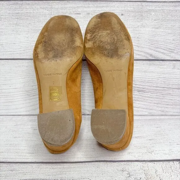 EVERLANE Camel Suede Block Heel Pumps size 7 Elastic Back‎ Ballet Made in Italy