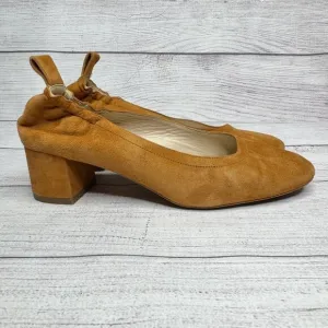 EVERLANE Camel Suede Block Heel Pumps size 7 Elastic Back‎ Ballet Made in Italy