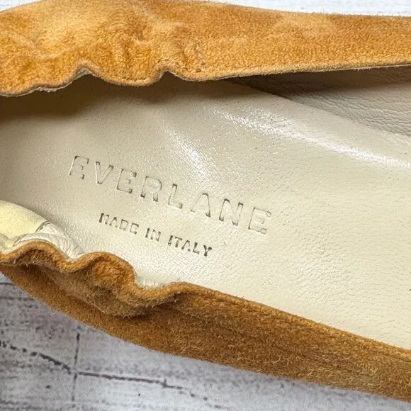 EVERLANE Camel Suede Block Heel Pumps size 7 Elastic Back‎ Ballet Made in Italy