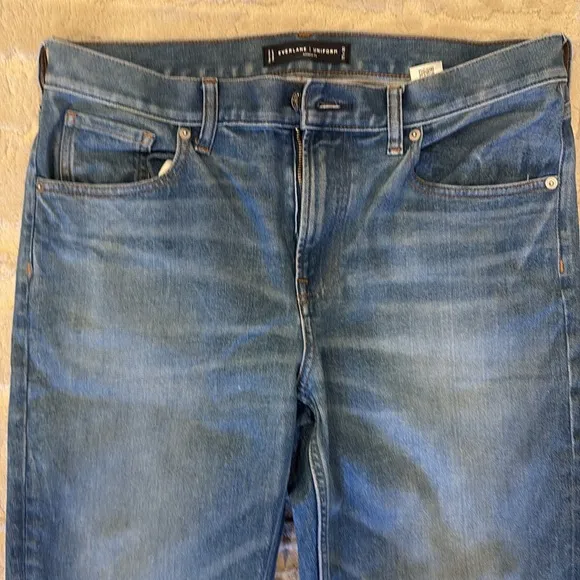 Everlane Men 4 way Stretch Athletic Fit 32x30 Mid/Light Wash Organic Denim Jeans