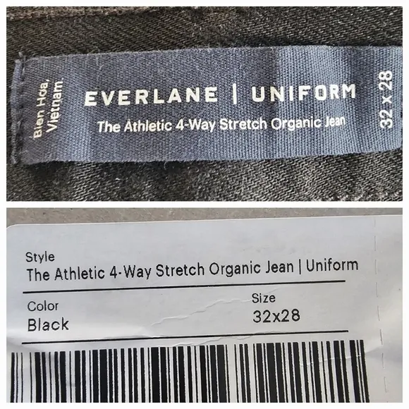Everlane The Athletic 4-Way Stretch Organic Jean Uniform Black Size 32x28