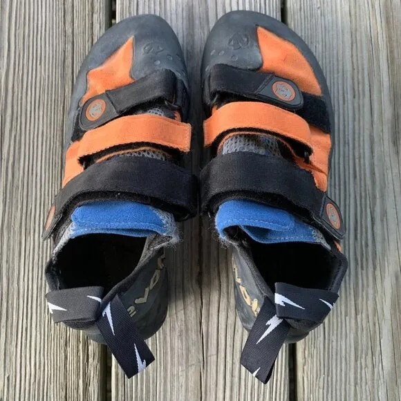 Evolv Shaman Blue Orange Climbing Shoes USA Mens 10 US / 9 UK / 43 EUR / 280 MM