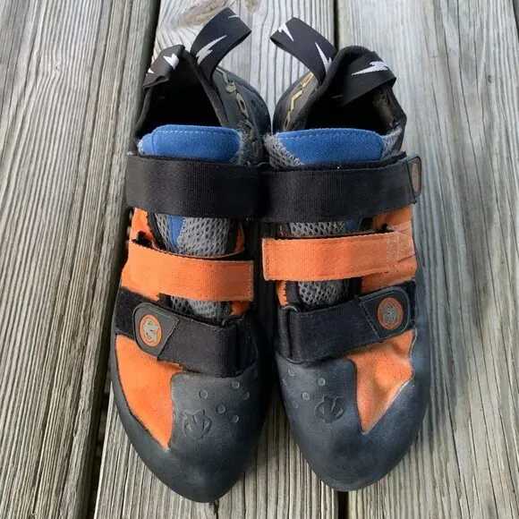 Evolv Shaman Blue Orange Climbing Shoes USA Mens 10 US / 9 UK / 43 EUR / 280 MM