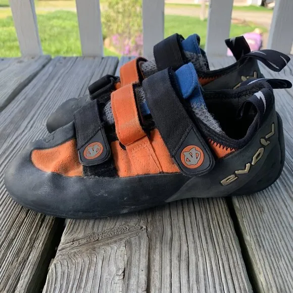 Evolv Shaman Blue Orange Climbing Shoes USA Mens 10 US / 9 UK / 43 EUR / 280 MM