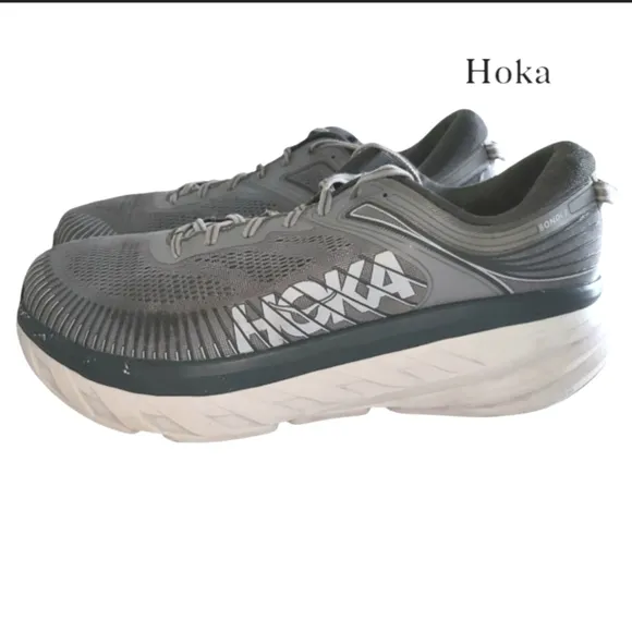 EXTRA WIDE Hoka Bondi 7 Gray Athletic Running Tennis Shoe Sneaker Men 13 4E XW