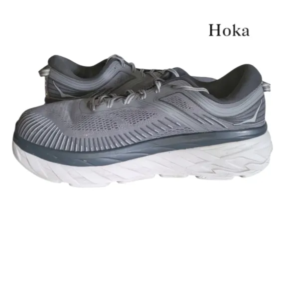 EXTRA WIDE Hoka Bondi 7 Gray Athletic Running Tennis Shoe Sneaker Men 13 4E XW