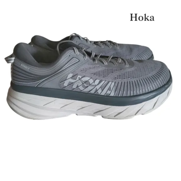 EXTRA WIDE Hoka Bondi 7 Gray Athletic Running Tennis Shoe Sneaker Men 13 4E XW