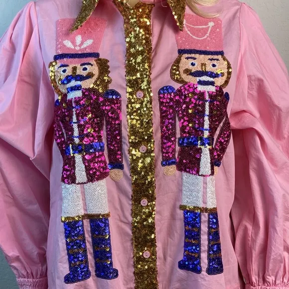 Fantastic Fawn Pink Sequin Nutcracker Mini Dresses With Pockets Size M