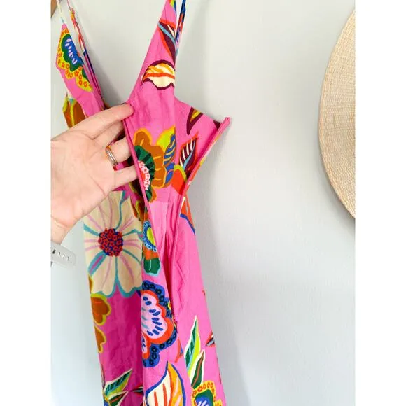 Farm Rio | NWT Pink Full Garden Mini Dress | Sz M Floral Sundress Strappy