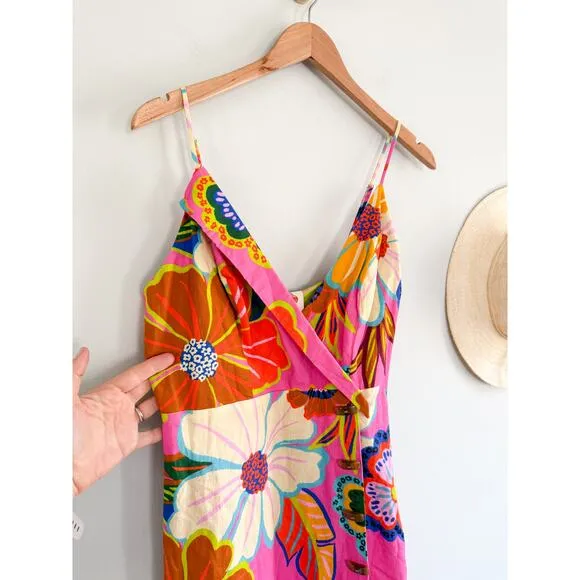 Farm Rio | NWT Pink Full Garden Mini Dress | Sz M Floral Sundress Strappy