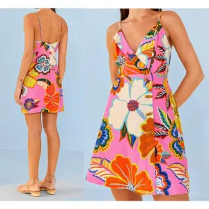 Farm Rio | NWT Pink Full Garden Mini Dress | Sz M Floral Sundress Strappy