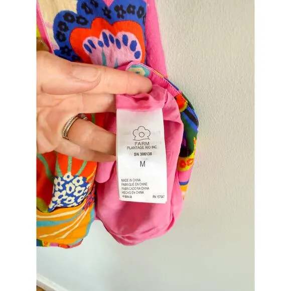 Farm Rio | NWT Pink Full Garden Mini Dress | Sz M Floral Sundress Strappy