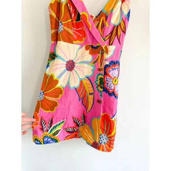 Farm Rio | NWT Pink Full Garden Mini Dress | Sz M Floral Sundress Strappy