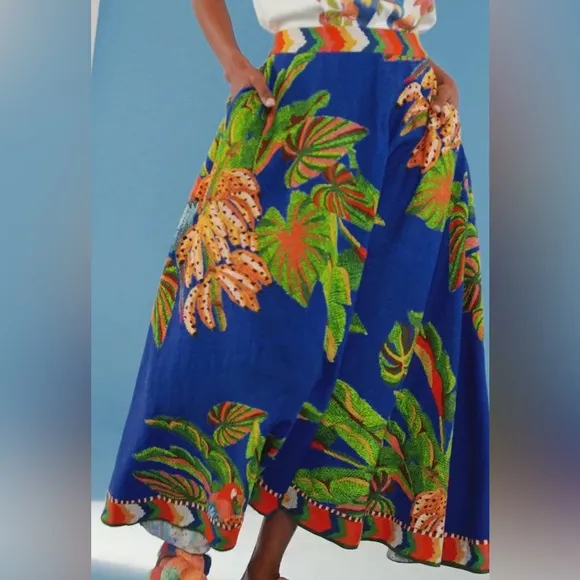 FARM RIO Tropical Scarf Midi Skirt (NWT)