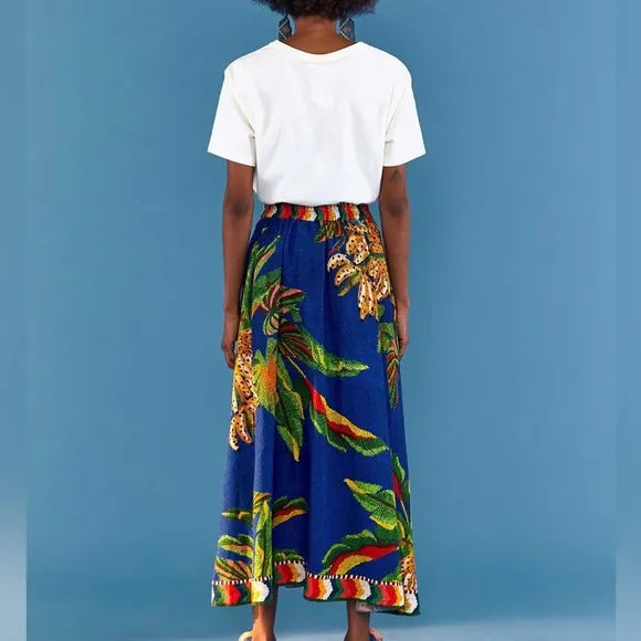 FARM RIO Tropical Scarf Midi Skirt (NWT)