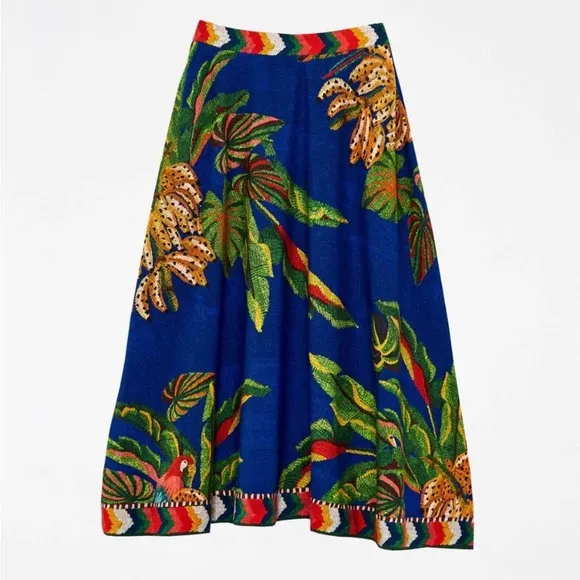FARM RIO Tropical Scarf Midi Skirt (NWT)