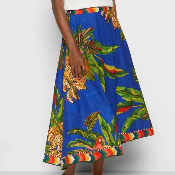 FARM RIO Tropical Scarf Midi Skirt (NWT)