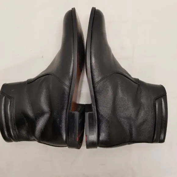 Father &amp; Son Mens Size 9 Ankle Boots Black Leather Side Zip Shock Absorber Heel