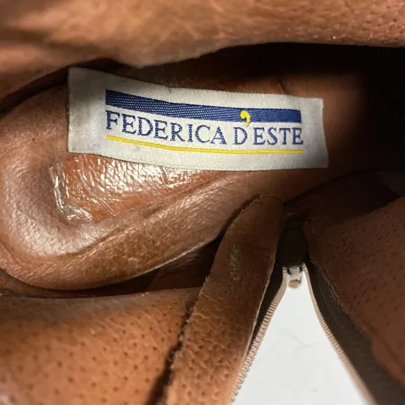 FEDERICA D’ESTE Suede Zip Up Ankle Boot Two Tone Shoes Size 40