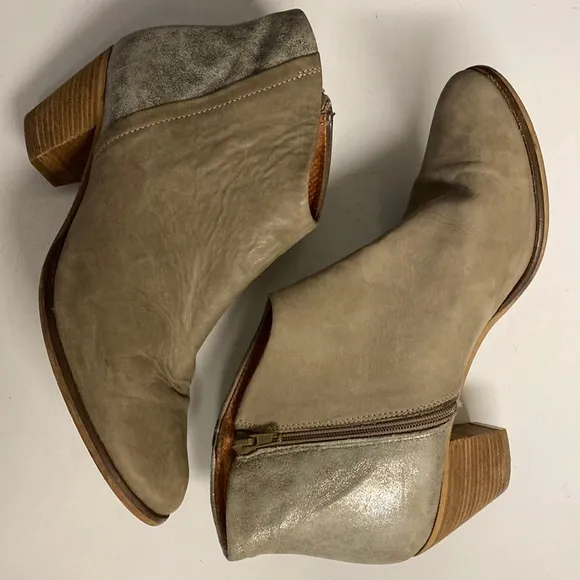 FEDERICA D’ESTE Suede Zip Up Ankle Boot Two Tone Shoes Size 40