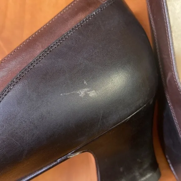 Ferragamo Women's Shoes two tone black brown pump sz 9.5 AAA