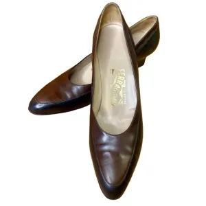 Ferragamo Women's Shoes two tone black brown pump sz 9.5 AAA