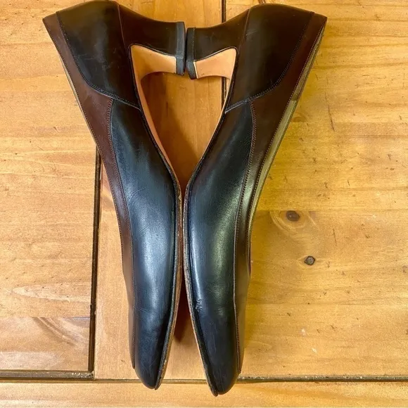 Ferragamo Women's Shoes two tone black brown pump sz 9.5 AAA