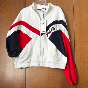 Fila White Red Blue Terry Cloth Full Zip Jacket Sz L NWT Ret  $68