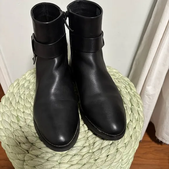 Fitflop Knot Black Leather Flat Combat Comfort Ankle Boots
