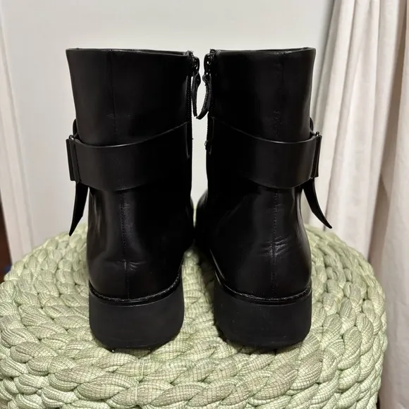 Fitflop Knot Black Leather Flat Combat Comfort Ankle Boots