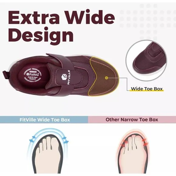 FitVille Women Diabetic Shoes Extra Wode Strap Closure. Womens 10. NWT