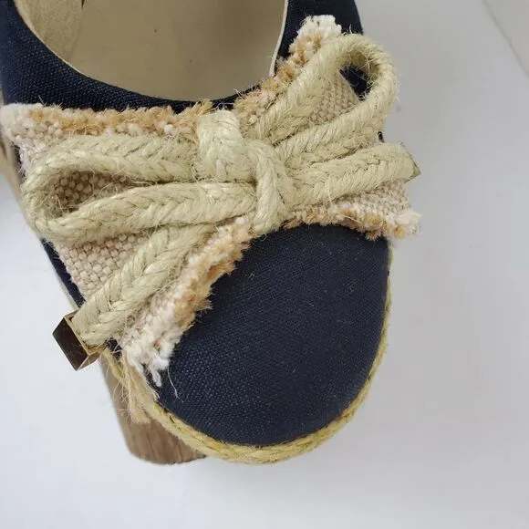 Fitzwells Navy espadrilles wedges with bow
