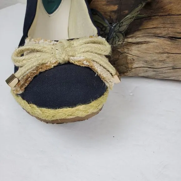 Fitzwells Navy espadrilles wedges with bow