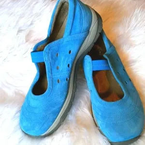 FLAT TIRE Captiva Blue Suede Denim Shoes Size 10