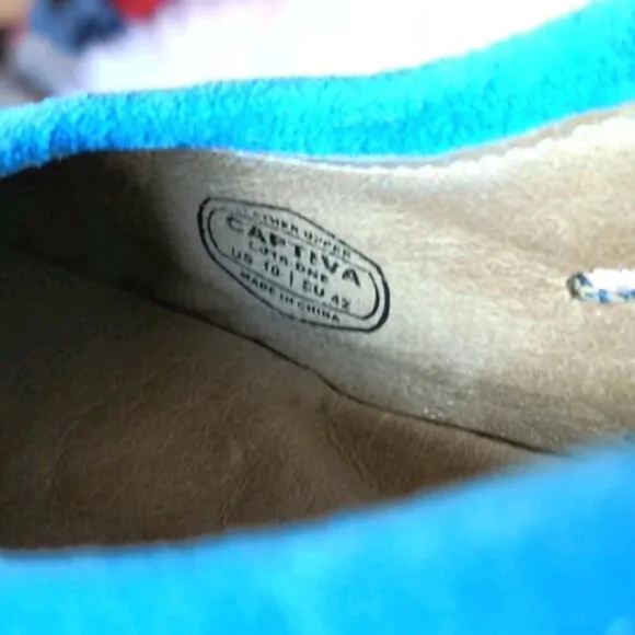 FLAT TIRE Captiva Blue Suede Denim Shoes Size 10