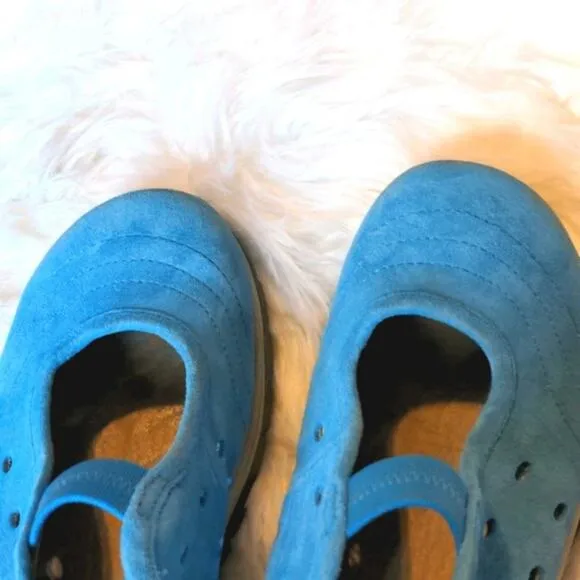 FLAT TIRE Captiva Blue Suede Denim Shoes Size 10